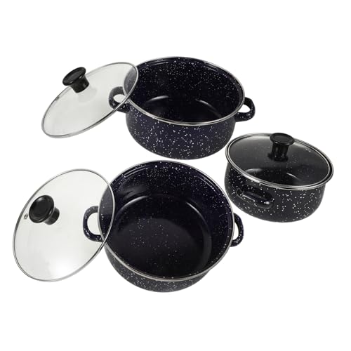 PartyKindom Mini Ollas de Esmalte para Cocina Cacerolas Pequeñas Portátiles con Plano Duraderas y Fáciles de Limpiar para Hogar Dormitorios y Oficinas