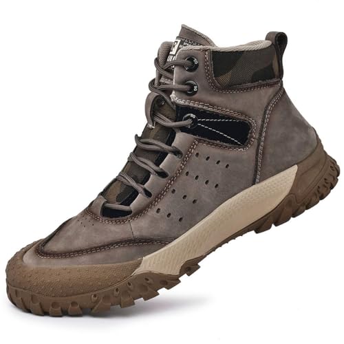 Botas de Senderismo for Hombre, Ligeras, Transpirables, Antideslizantes, de caña Alta, Zapatos de Trekking al Aire Libre(Brown,41 EU)
