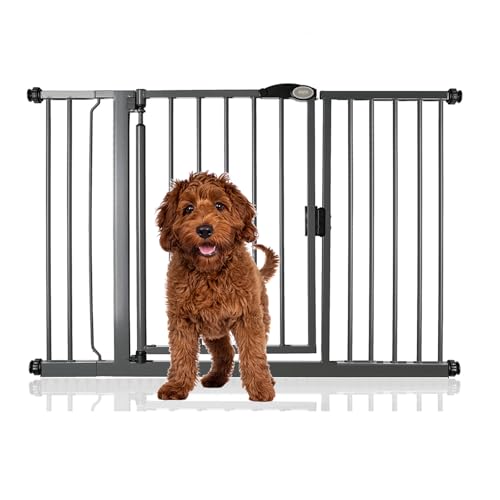 Bettacare Auto Close Pet Gate, 125.4cm - 132.4cm, Slate Grey, Pressure Fit Stair Gate for Dog & Puppy, Safety Barrier for Doors Hallways and Spaces, Easy Installation