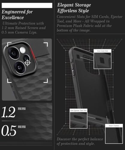 Image of WOW IMAGINE Back Cover for Oppo Reno 15 Pro 5G | Reno 15 Pro Mini 5G with Hexa Cube Design | Ultra Slim Soft Rubberised Case | Inner Velvet Fabric | Flexible Mobile Case | Camera Protection - Black