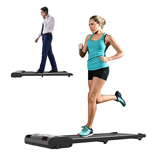 HOTSYSTEM Slim Walking Treadmill Pad, Under Desk Treadmill with LED Display & Bluetooth Speaker, Space Saving Motorized Treadmill for Home Office Workout, No Installation Required