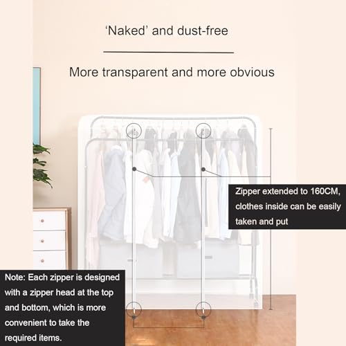 C Garment Bags with Zipper - Plastic Storage for High & Low Double-Pole Hangers - Ideal Clothes Organizer & Protector for Travel & Closet Storage thumbnail 4