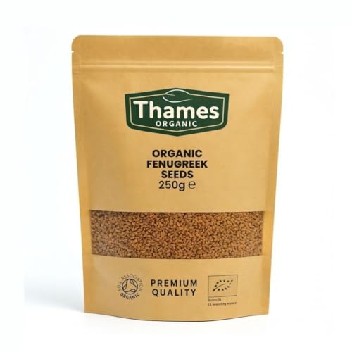 Organic Fenugreek Seeds 250g Certified Organic Non-GMO Vegan No Additives No Preservatives Resealable Bag by Thames Organic 250g