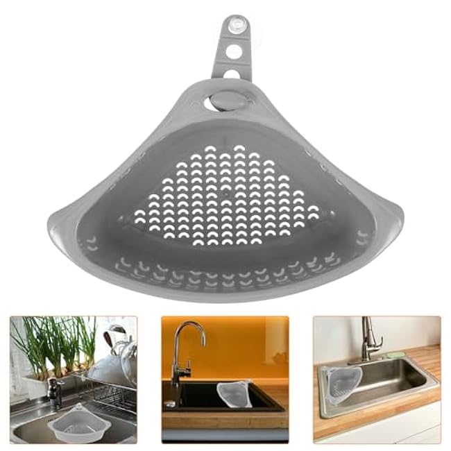 Generic Sink Strainer Basket Triangular Sink Colander Bowl Kitchen Sink Corner Cadd-y Storage Rack Sponge Holder with Suction Cup for Kitchen Sink