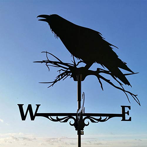 HXSD Metal Black Weathervane Roof Mount Weather Vane Outdoor Patio Yard