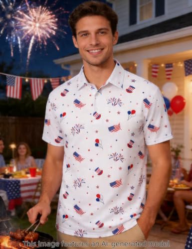 Polo para hombre Funny World con patrón 3D estampado y manga corta para golf miniatura 2