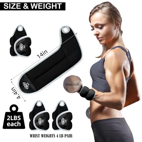 Image of Wrist Weights for Women, Arm Weights with Thumb Loops Lock for Running Walking Yoga - 0.5lb*2, 1lb*2, 2lbs*2 Set