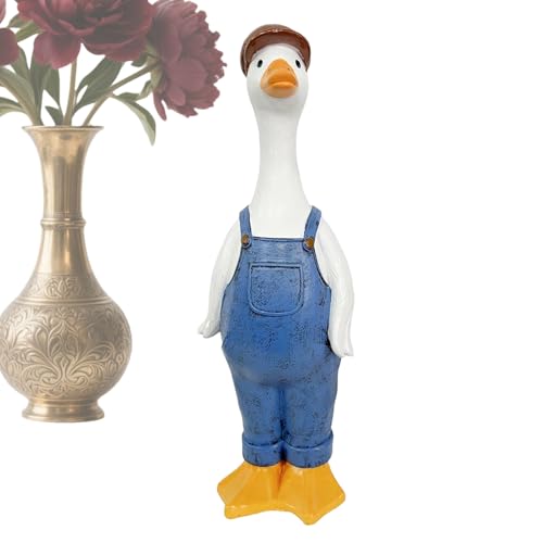Decorazione a forma di anatra | Divertenti statuette di animali in resina – Scultura di anatra portico anteriore per casa, giardino, veranda, cortile, balcone, terrazza