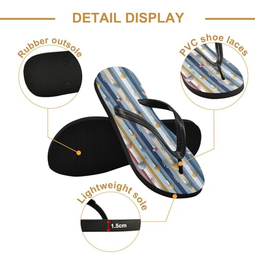 Flip Flop Sandals Mushroom Stripe Print for Women Men Beach Outdoor XS3