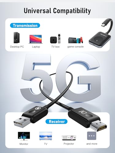 Image of Lemorele Aluminum Wireless HDMI Transmitter and Receivers (Support APP Reception), Plug&Play, 150M 1080P FHD,Stream Video&Audio from Laptop /TV Box to HDTV /Projector /Tablet for Meetings,Home Theatre