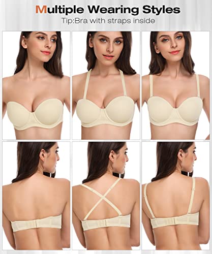 Wingslove Women's Strapless Full Figure Bra Underwire Multiway Contour Plus Size Bra Red Carpet #TOP5