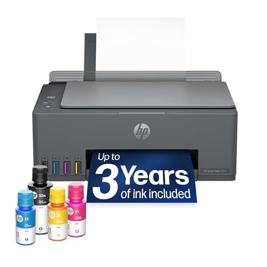 HP Smart Tank 5003 Wireless All-in-One Ink Tank Printer, Scanner, Copier with up to 3 Years of Ink Included, Best-for-Home, Cartridge-Free Refillable, AI-Capable (D06BKA)