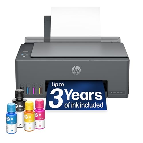 Image of HP Smart Tank 5003 Wireless All-in-One Ink Tank Printer, Scanner, Copier with up to 3 Years of Ink Included, Best-for-Home, Cartridge-Free Refillable, AI-Capable (D06BKA)