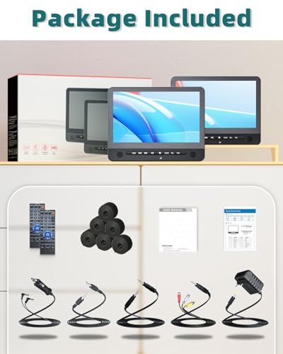 DESOBRY 12.5 Inch Car DVD Player Dual Screen, Rechargeable Headrest headrest DVD Player with 5 Hrs Playtime, Region-Free Portable DVD Player for Kids, Sync Play, HDMI/USB/AV Out, Road Trip Essentials
