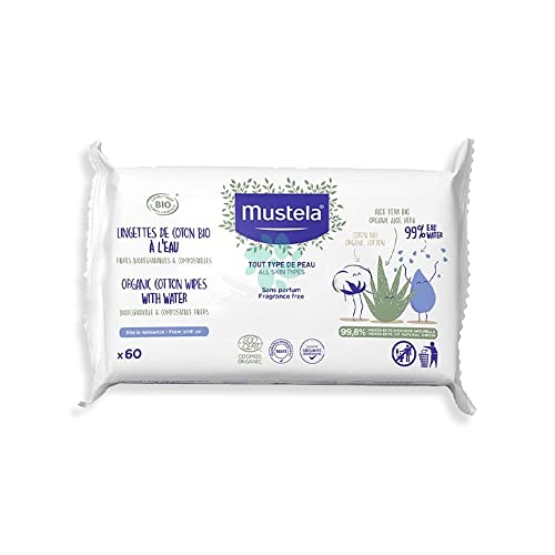 MUSTELA Toallitas al Agua Bio Paquete 60unds, Negro