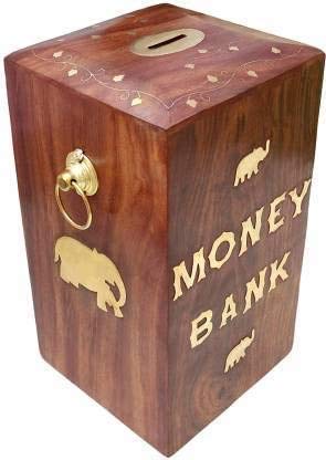 TG TRADING GURU Handcrafted Wooden Money Bank - Large Piggy Bank-Home Decor Coin Box for Kids and Adults
