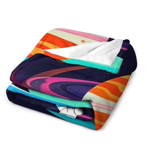 Couverture en flanelle motif astronaute plaid lit et canape 178x203 cm