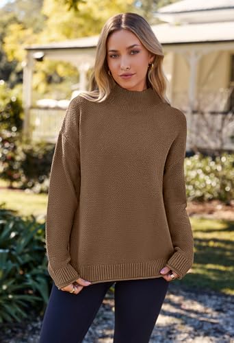 Image of MEROKEETY Women's Turtleneck Long Sleeve Sweater 2025 Fall Cozy Knit Loose Casual Trendy Pullover Tops Winter Clothes