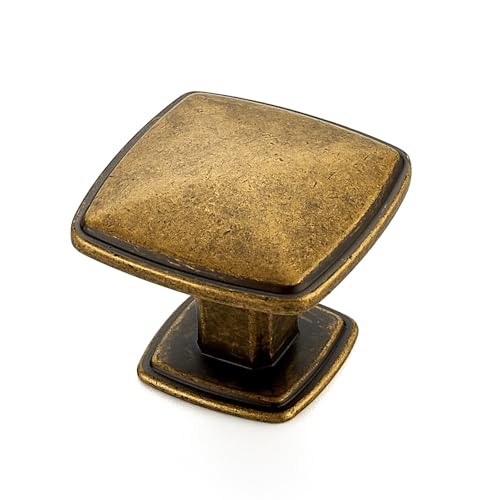 Ravinte Single Hole Square Kitchen Cabinet Knobs,Antique Brass,1 Pack
