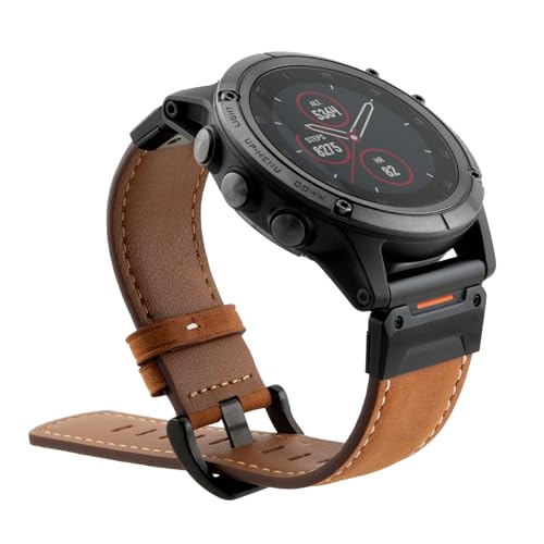 Abanen Correa de reloj retro clásica de piel auténtica para Garmin Fenix 8 de 51 mm / epix Pro 51 mm / Fenix 7X / Fenix 6X / Enduro/Instinct 2X / Tactix Delta (marrón)