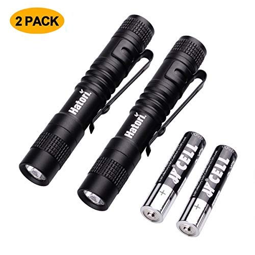 Flashlight Pack, Hatori Small Mini Flashlights Pocket Ultra Bright High Lumens Handheld Pen Light Tactical Torch Water Resistant for Camping, Outdoor, Emergency, Everyday Flashlights, 3.55 Inch
