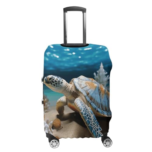 Sea Conch Shell Starfish Turtle Luggage Cover, Washable Elastic Suitcase Cover Protector Fit 18-32 Inch Luggage4