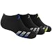 adidas Boys Cushion No Show Socks (Pack of 3), Black/Bold Blue - Light Onix - Semi Solar Yellow, Medium