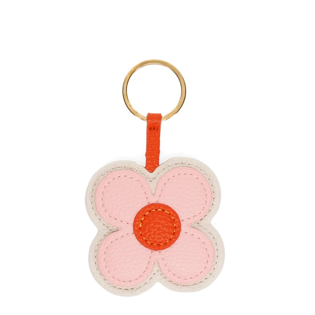 Rex London Women's Pink Faux Leather Keyring - Daisy