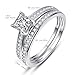 AVECON 1.35ct Princess Cut Engagement Ring White Gold Wedding Band Set for Women Cubic Zirconia Bridal Sets Size 8