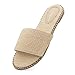 Shoe Land Flat Sandals for Women – Slip-On Slides with Cushioned Footbed | Comfortable Dressy & Casual Open Toe Summer Sandals for Beach, Travel & Everyday Wear, BeigeLAF, Size 7.0, Carlena