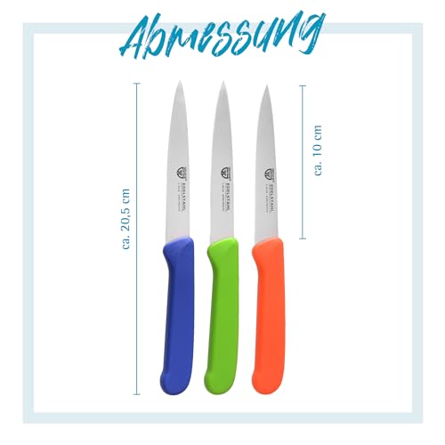Foto von GRÄWE Gemüsemesser, Set, kleines Küchenmesser-Set, Obstmesser, Schälmesser, Edelstahl, schwarz, super scharf geschliffen (Bunt, 3er Set)