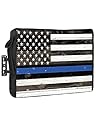 American Flag Outdoor TV Cover 80 to 85 Inches Weatherproof & Waterproof, Blue White Stripes Outdoor TV Enclosure with Remote Control Pocket, Vintage Wooden TV Screen Protectors for Outside TV