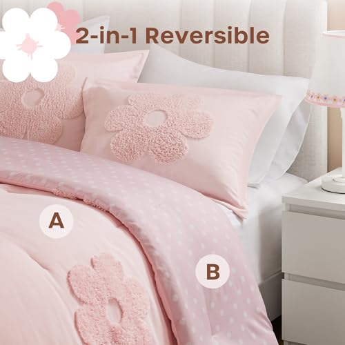 Image of Intelligent Design Kids Pink Floral Queen Comforter Set for Girls, 4pc