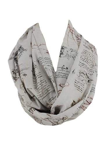 Etwoa Leonardo Da Vinci Sketches Design Infinity scarf Circle scarf Loop Scarf2