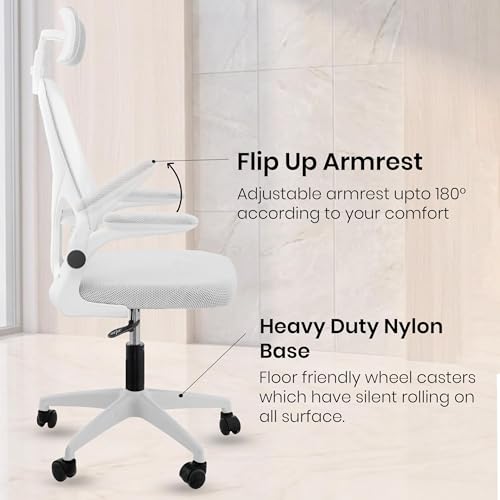 Image of Casa Copenhagen White White | High Back Imported Mesh Fabric Boss Office Chair | Y Design Ergonomic Back Support | 2D Aero Design Adjustable Armrests | Synchro Tilt Lock Mechanism