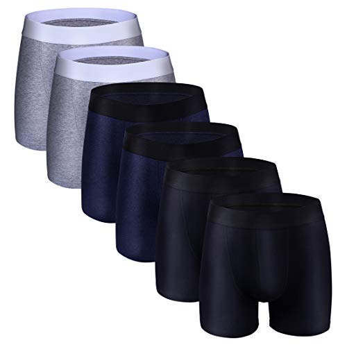 LYYTHAVON Men's Boxer Briefs Cotton Tag-Free Underwear Boxer Briefs (Assorted Color 6pcs A, Large)