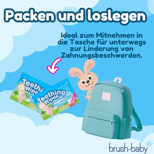 Brush-Baby - Zahnungs-Fingerhüllen mit Kamille – 20 sterile Kamillen-Zahnungstücher für Babys | Sanfte Linderung für das Zahnfleisch, fluorid- & parabenfrei, Babypflege bei Zahnen