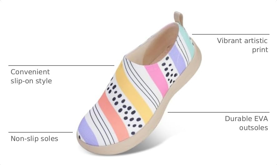 Image of Women's Slip On Shoes Comfortable Casual Loafers Art Painted Lightweight Travel Flats Breathable Walking Sneakers