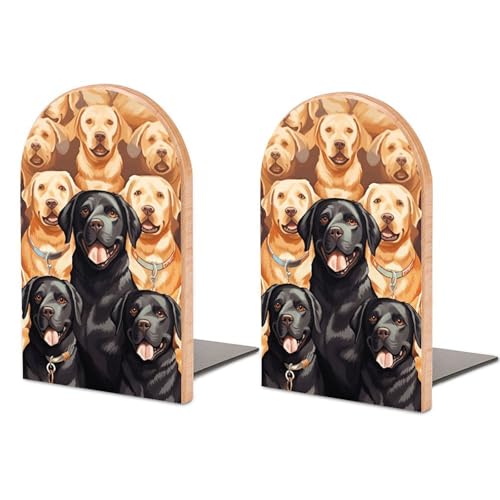 Sujetalibros de madera con base de metal de Labrador, soportes robustos de diseño 2
