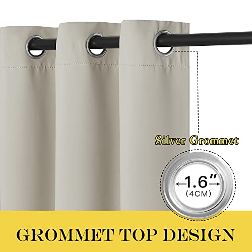 NICETOWN Blackout Kitchen Curtains 45 inch Length - Grommet Thermal Insulated Solid Vertical Drapes Room Darkening Sound Reducing for Bedroom, Natural, 1 Panel, W52 x L45