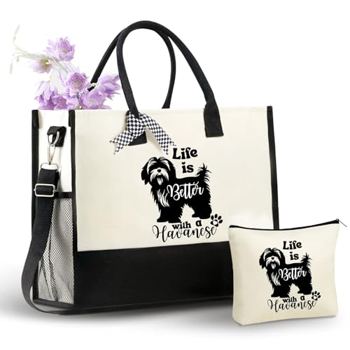 Bolsa tote de lona para amantes de perros Havanese miniatura 1