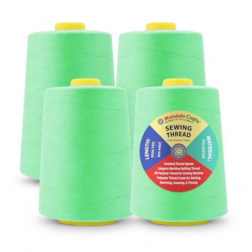 Mandala Crafts 40S/2 Seafoam Green Polyester 4 Pack of Serger Threads Cones