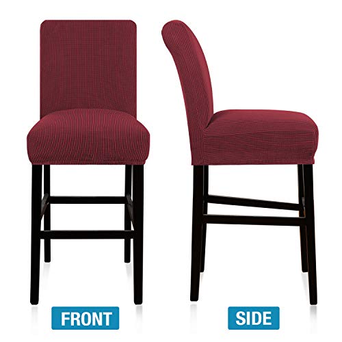 High Stretch Bar Stool Cover Pub Counter Stool Chair Slipcover For Dining Room Cafe Furniture Chair Seat Cover Stretch Protectors Non Slip With Elastic Bottom Set Of 2, Wine #TOP4