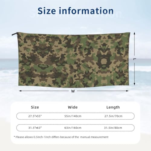 Toalla de baño de tacto suave premium, gran formato en camuflaje verde para piscina 3