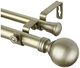 Rod Desyne Inc Desyne 1' Globe Double Curtain Rod, 120-170 inch, Light Gold