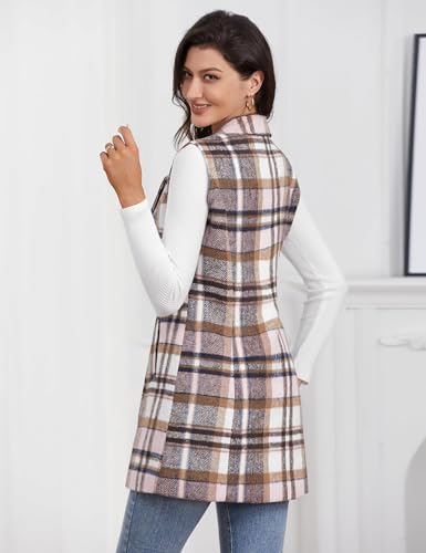 Image of IDEALSANXUN Plaid Vest for Women Fall Winter Sleeveless Blazer Jackets