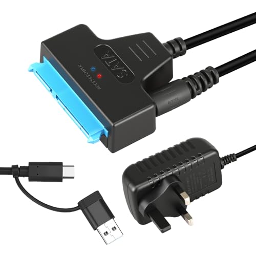 Bpzmm USB 3.0 to SATA Hard Drive Adapter with 12V/2A Power Supply USB C to SATA Cable for 3.5 HDD & 2.5 HDD/SSD High-Speed Transfer Hard Drive Reader