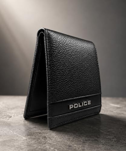 Image of Police Men's Genuine Leather Bifold Wallet with Coin Pocket | 4 Card Slots | Slim Wallet| 2 slip in pockets |Gift box packaging