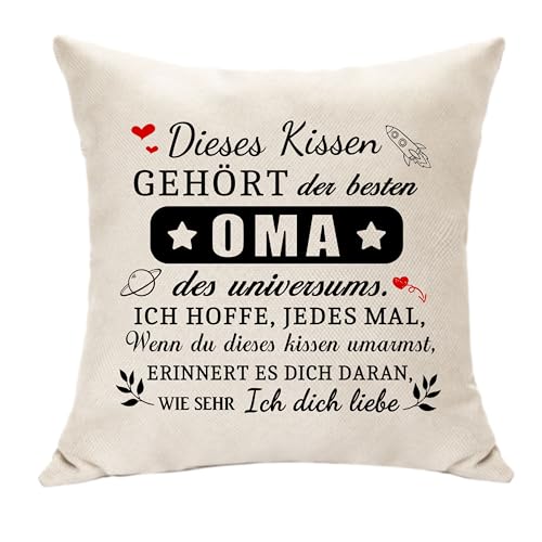 Hasodeo Original Oma Geschenk: Muttertagsgeschenk f&uuml;r Oma - Frauen Geschenke Kissen Abdeckung - Geburtstag, Weihnachten