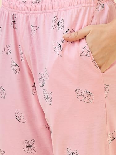 Image of AV2 Women's Cotton Printed Round Neck Short Sleeve Night Suit Set | Capri Set | Casual Night Dress for Women-2127